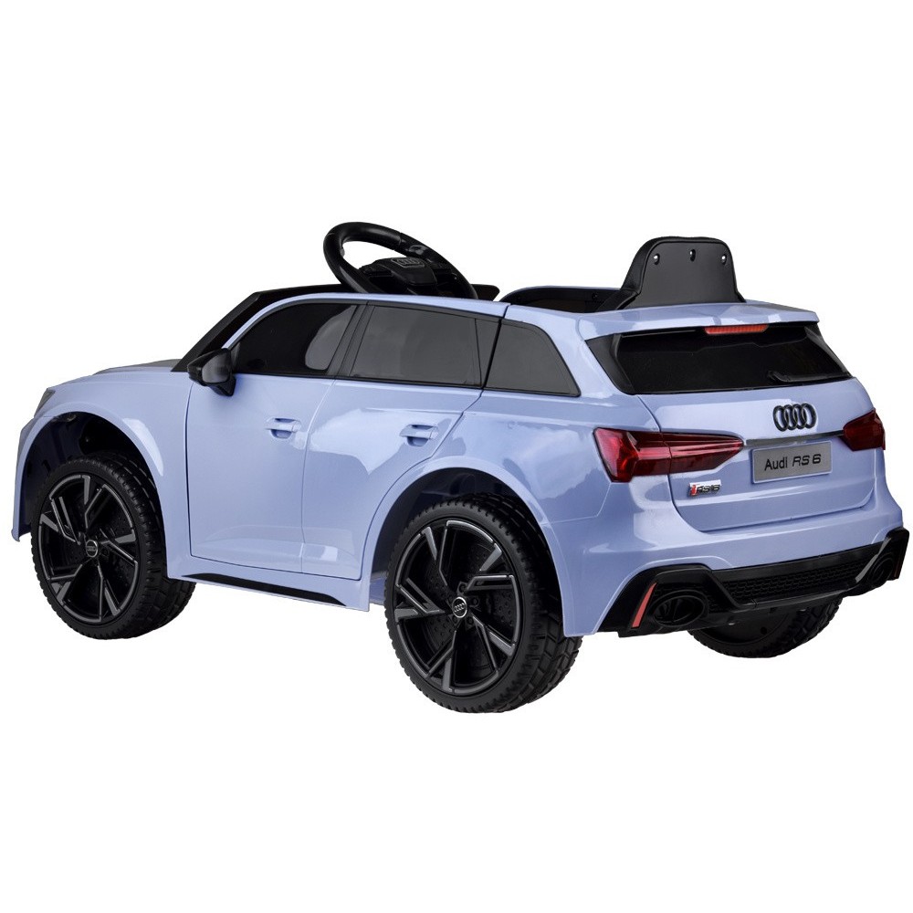 JOKO Elektrické autíčko AUDI RS 6, penové kolesá, kožené sedadlo, USB a MP3 vstup, modré