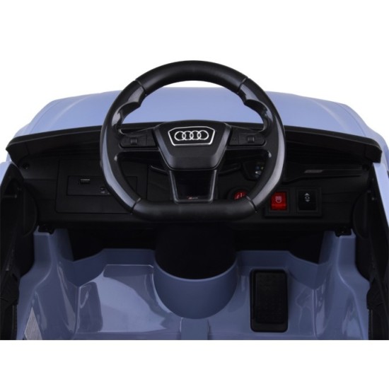 JOKO Elektrické autíčko AUDI RS 6, penové kolesá, kožené sedadlo, USB a MP3 vstup, modré