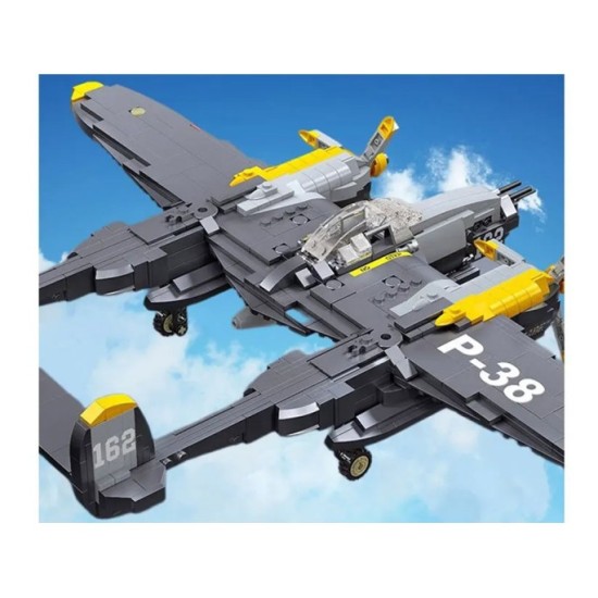 JOKO Technická Stavebnica Vojenské Lietadlo 45cm Lockheed P-38 Lightning Blesk 937ks