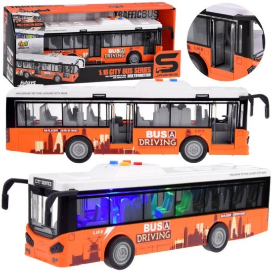 JOKO Autobus na batérie s otváracími dverami, svetlom a zvukom, oranžový