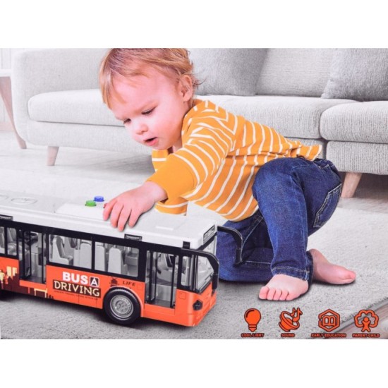 JOKO Autobus na batérie s otváracími dverami, svetlom a zvukom, oranžový