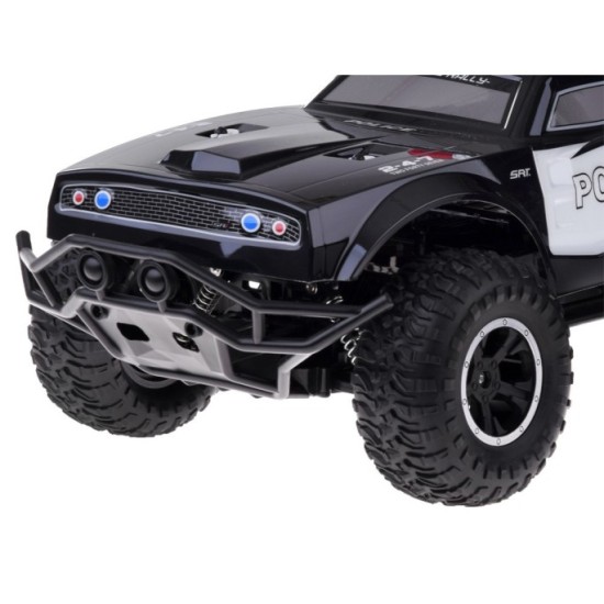 JOKO Veľké RC Policajné auto Monster Truck na diaľkové ovládanie so svetlom 45cm, čierne