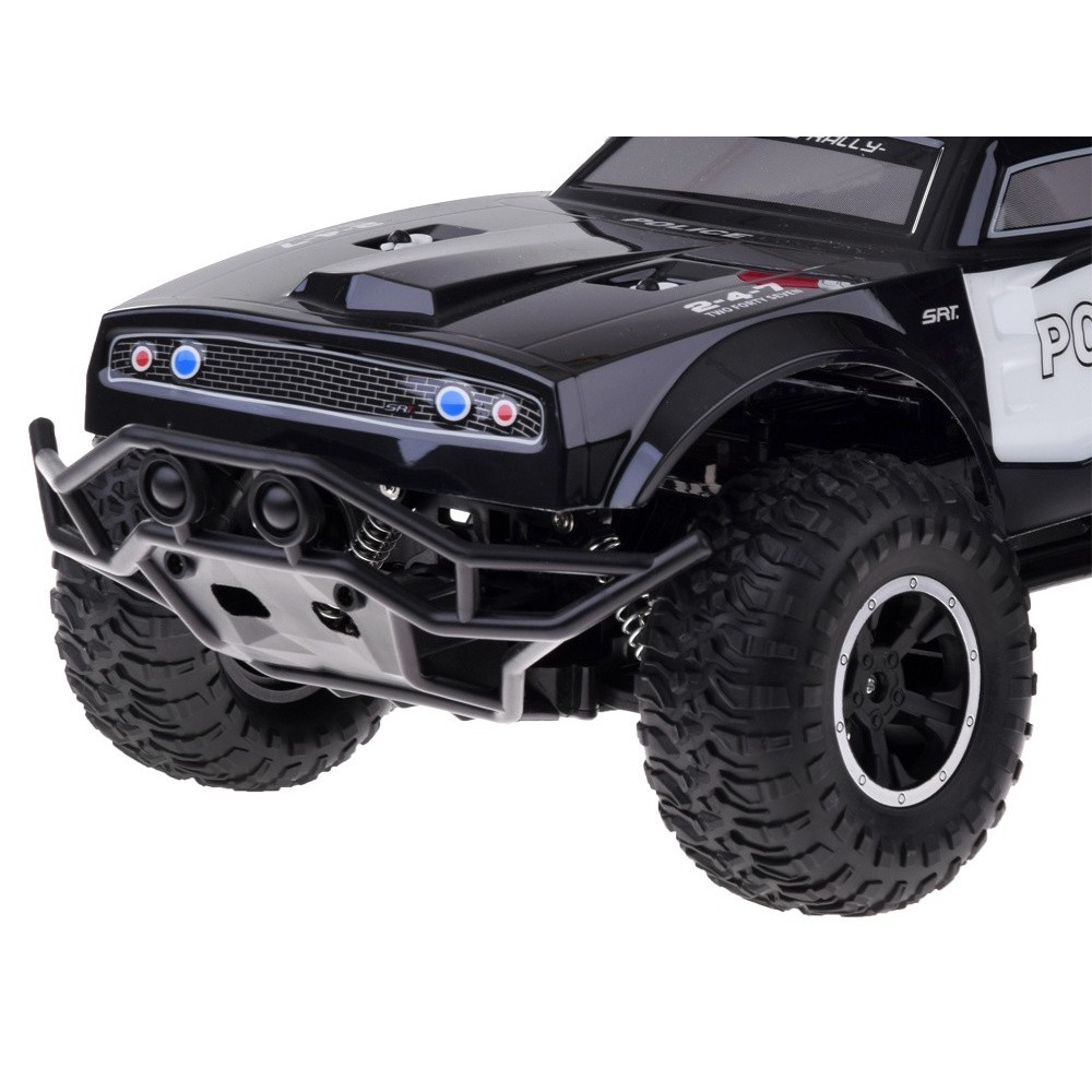 JOKO Veľké RC Policajné auto Monster Truck na diaľkové ovládanie so svetlom 45cm, čierne