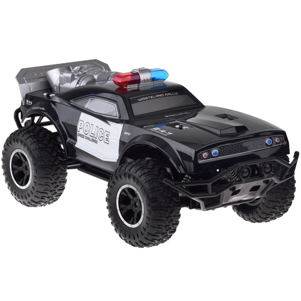 JOKO Veľké RC Policajné auto Monster Truck na diaľkové ovládanie so svetlom 45cm, čierne