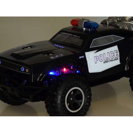 JOKO Veľké RC Policajné auto Monster Truck na diaľkové ovládanie so svetlom 45cm, čierne