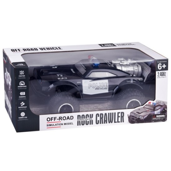 JOKO Veľké RC Policajné auto Monster Truck na diaľkové ovládanie so svetlom 45cm, čierne