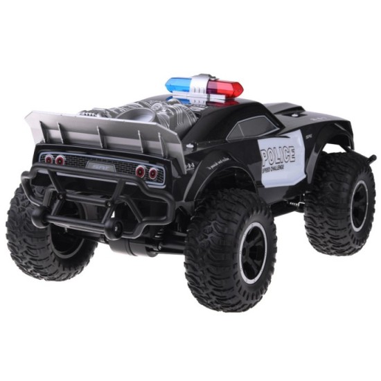 JOKO Veľké RC Policajné auto Monster Truck na diaľkové ovládanie so svetlom 45cm, čierne