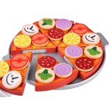 JOKO Detská Drevená Pizza na krájanie so suchým zipsom