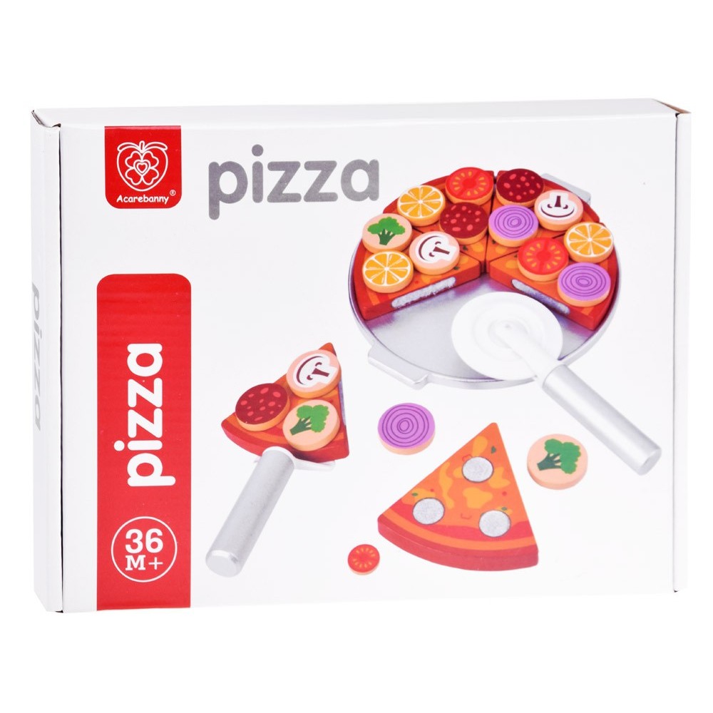 JOKO Detská Drevená Pizza na krájanie so suchým zipsom