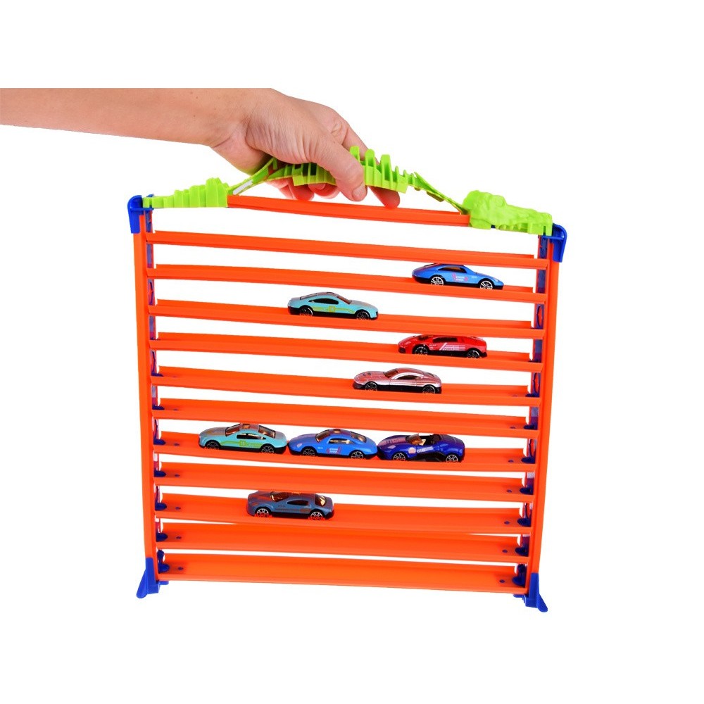 JOKO Veľké Parkovisko 2v1, 11 poshodová Garáž pre autíčka + Dráha so Slučkou + 8 Kovové Autíčka