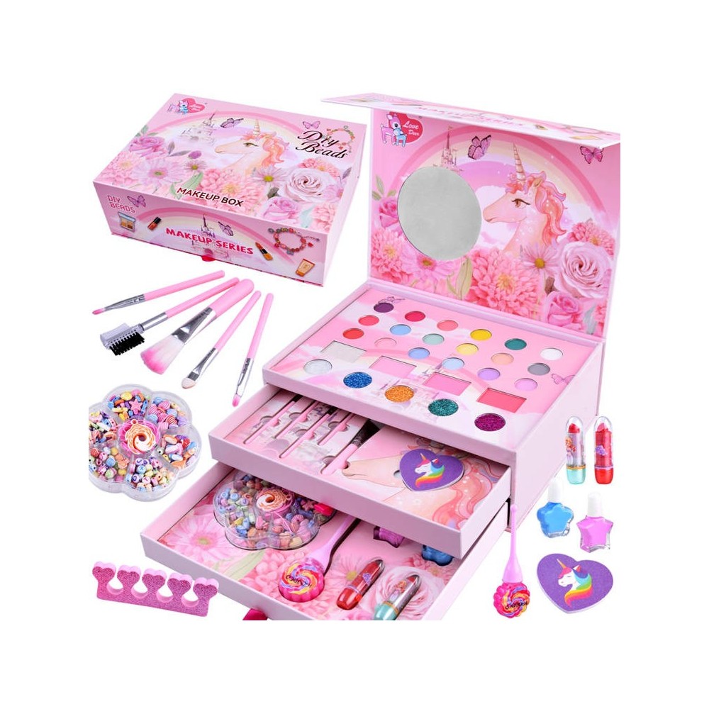 JOKO Detský Kozmetický Kufrík Jednorožec + Make Up sada + KORÁLKY
