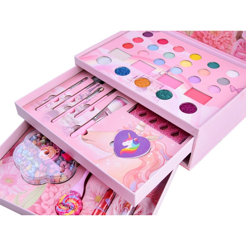 JOKO Detský Kozmetický Kufrík Jednorožec + Make Up sada + KORÁLKY