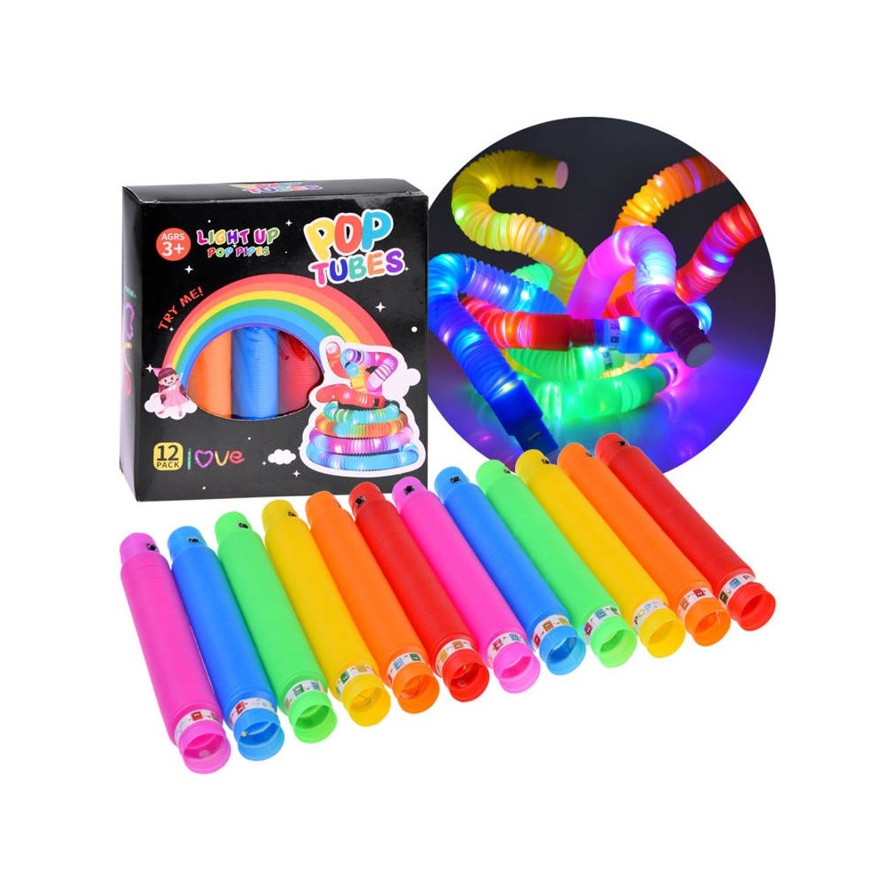 JOKO Sada Veľké Svetelné trubice POP TUBE senzorické trubice TUBA LED 65cm 12ks