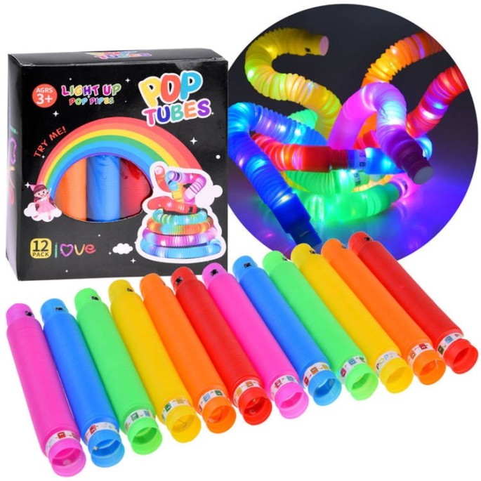 JOKO Sada Veľké Svetelné trubice POP TUBE senzorické trubice TUBA LED 65cm 12ks