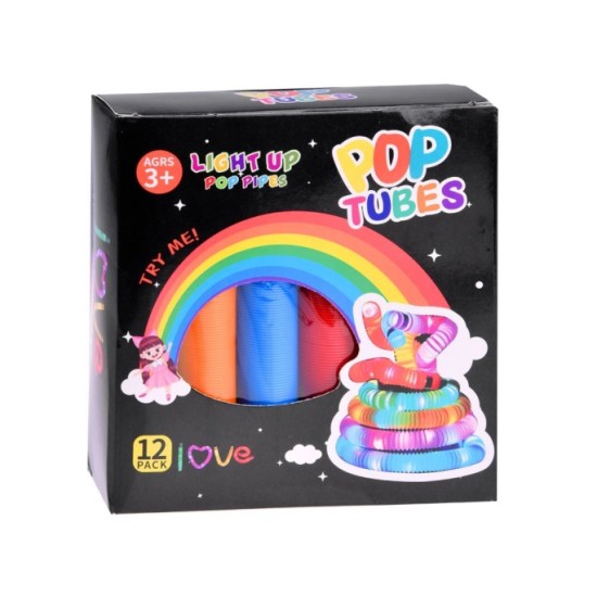 JOKO Sada Veľké Svetelné trubice POP TUBE senzorické trubice TUBA LED 65cm 12ks