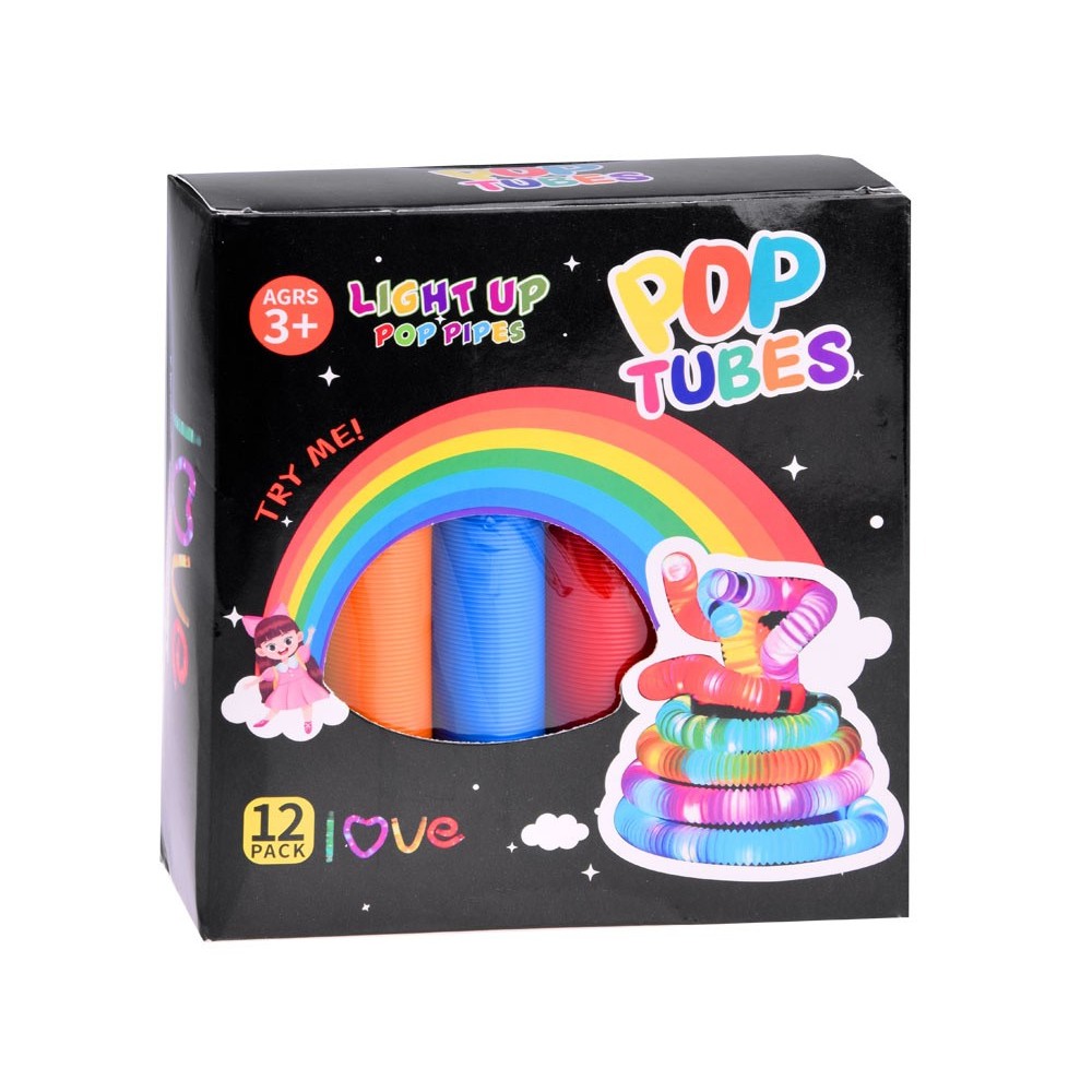 JOKO Sada Veľké Svetelné trubice POP TUBE senzorické trubice TUBA LED 65cm 12ks