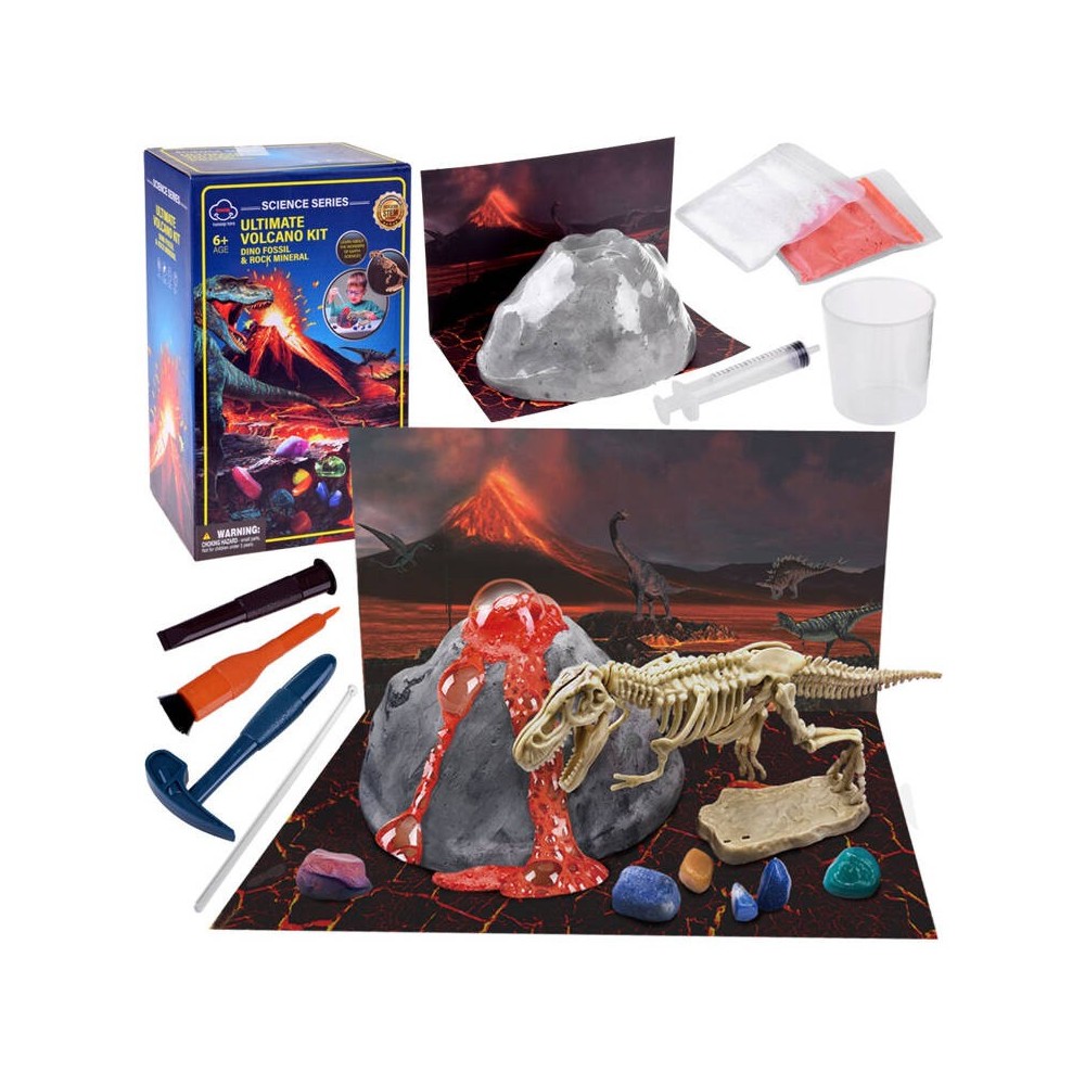 JOKO Archeologická sada Vykopávky Dinosaurus T-REX a Minerály + Sopka so Skutočnou ERUPCIOU