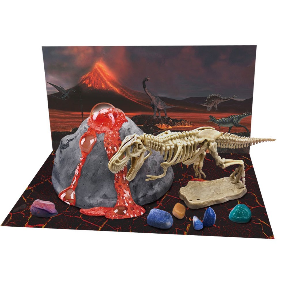 JOKO Archeologická sada Vykopávky Dinosaurus T-REX a Minerály + Sopka so Skutočnou ERUPCIOU
