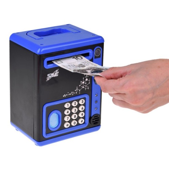 JOKO Detský Trezor na peniaze na PIN kód, pokladnička na batérie so svetlom a zvukom + imitácia odtlačku prstov