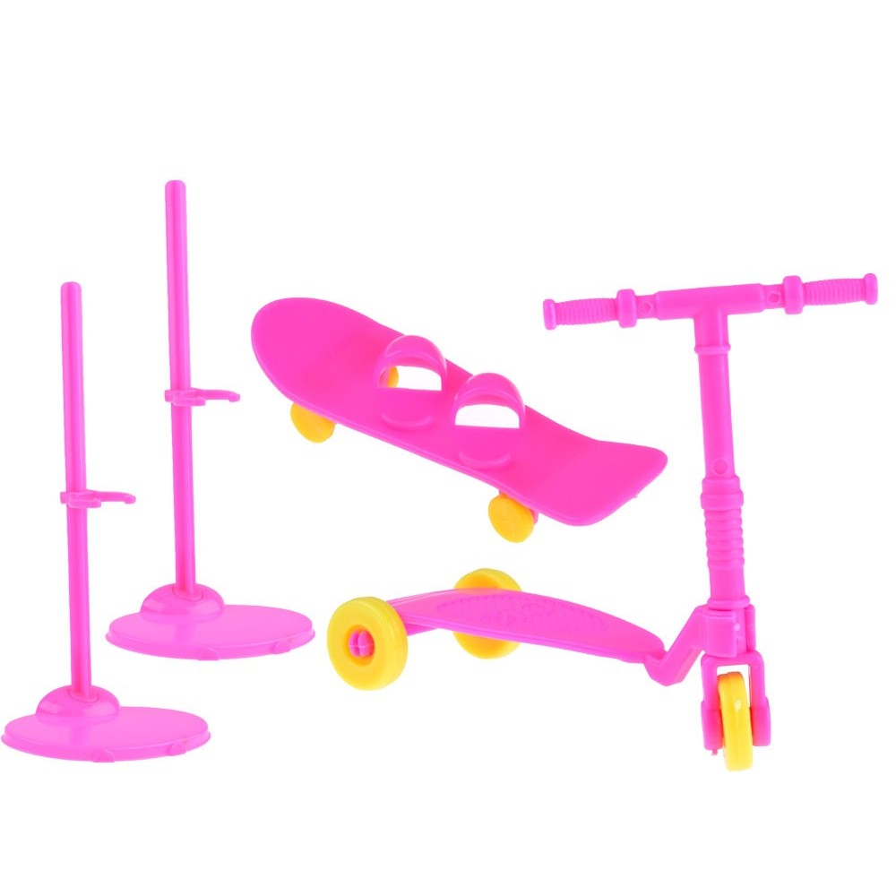 JOKO Sada Oblečenia pre bábiku Barbie + topánky, módne doplnky, kolobežka, skateboard, sada na varenie, sada na upratovanie