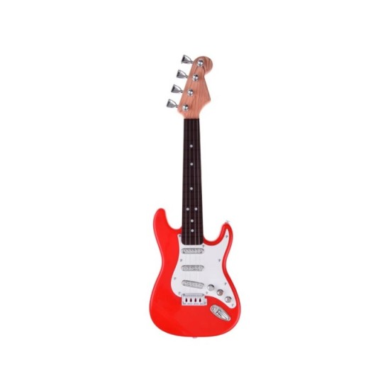 JOKO Detská Elektrická Gitara 44cm s kovovými strunami a zvukmi na batérie, červená