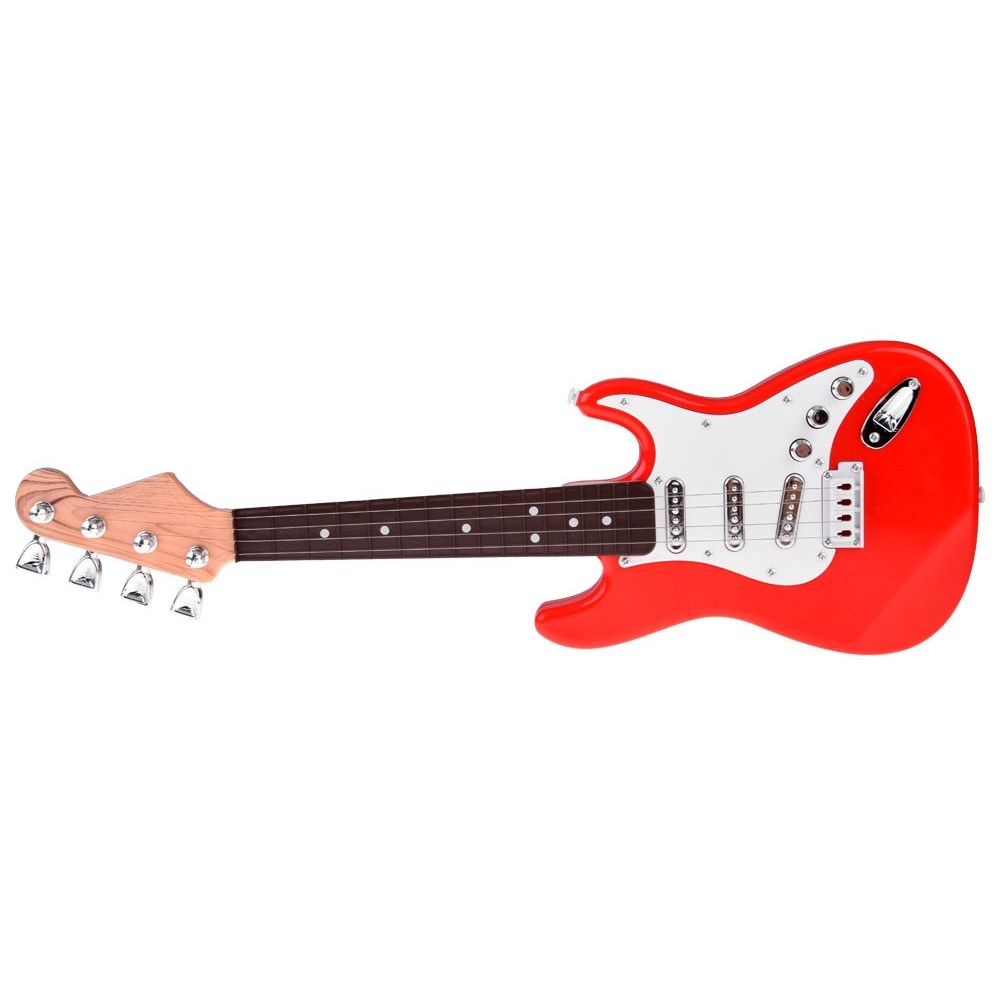 JOKO Detská Elektrická Gitara 44cm s kovovými strunami a zvukmi na batérie, červená
