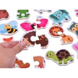 JOKO Detské Puzzle 24ks Zvieratká Lev, Krava, Žaba, Motýľ