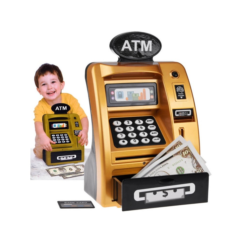 JOKO Hudobný Bankomat na peniaze, pokladnička, zlatý