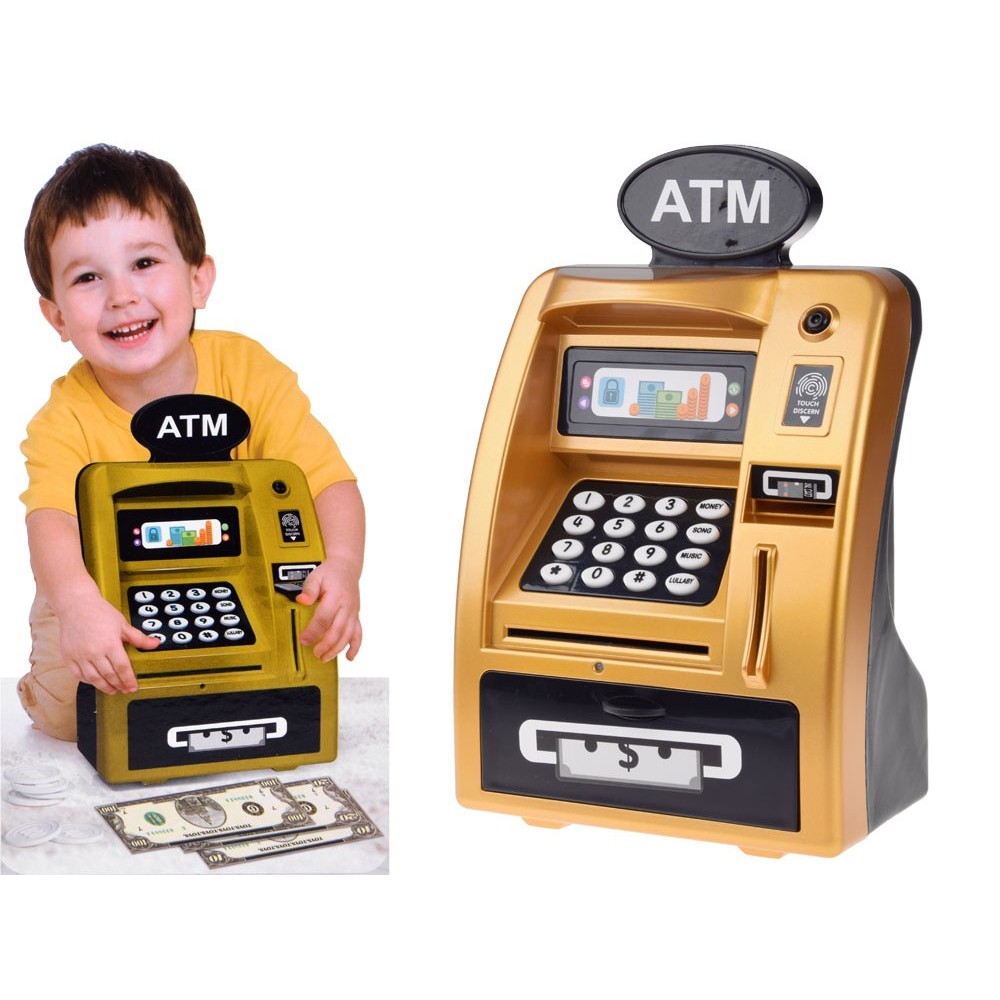 JOKO Hudobný Bankomat na peniaze, pokladnička, zlatý