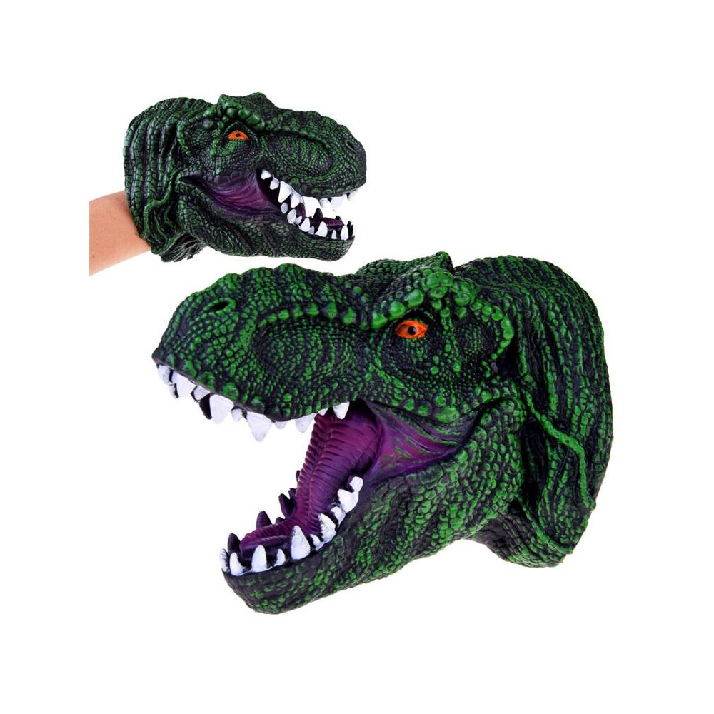 JOKO Ručná Bábková Hlava Dinosaura Dinosaurux T-REX, Rukavica, zelená