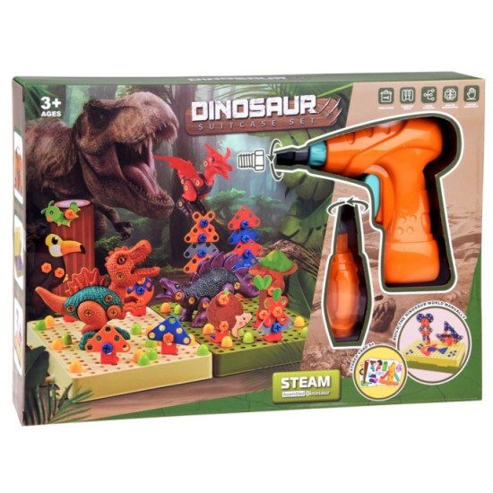 JOKO Konštrukčná Stavebnica 3D Dinosaury v Pralese + vŕtačka na batérie