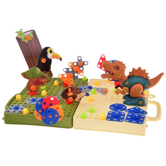 JOKO Konštrukčná Stavebnica 3D Dinosaury v Pralese + vŕtačka na batérie