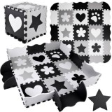 JOKO Detské Penové Puzzle 16ks, Penová ohrádka 2v1, čierno-biela