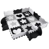 JOKO Detské Penové Puzzle 16ks, Penová ohrádka 2v1, čierno-biela