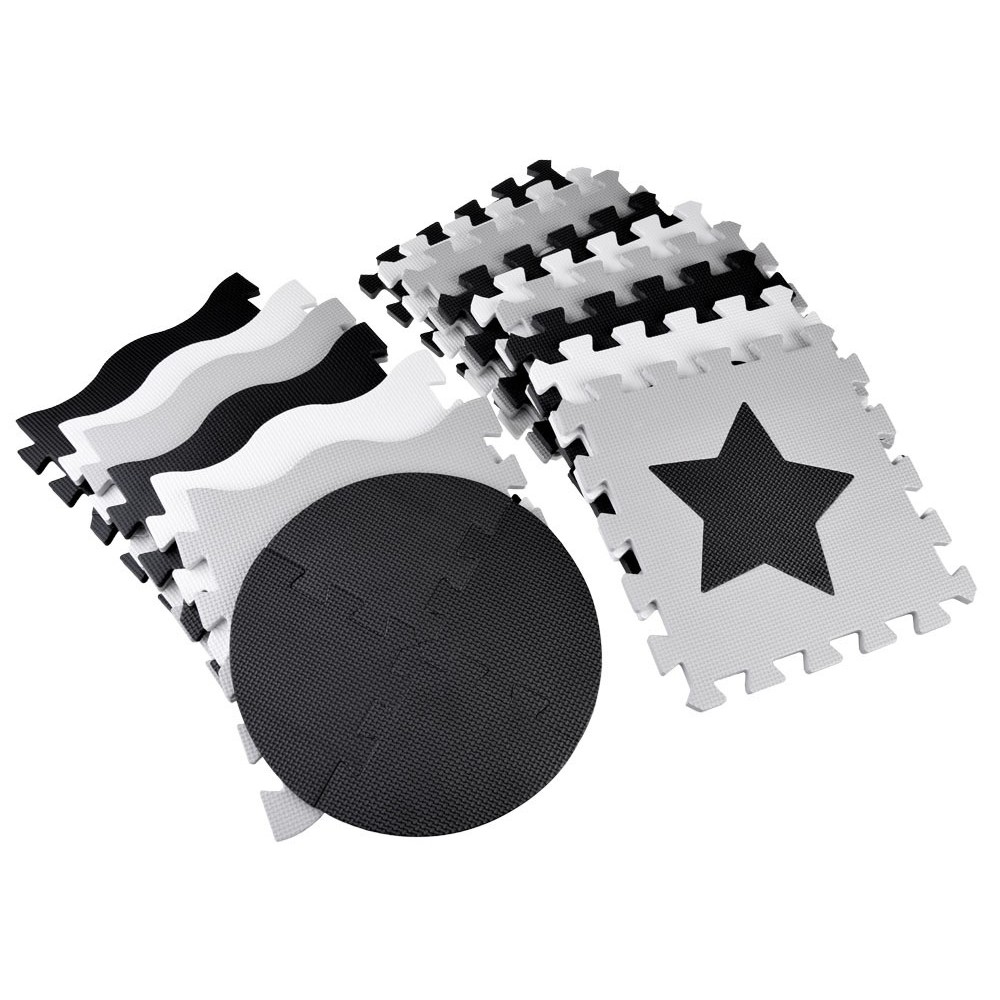 JOKO Detské Penové Puzzle 16ks, Penová ohrádka 2v1, čierno-biela