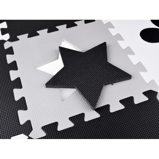 JOKO Detské Penové Puzzle 16ks, Penová ohrádka 2v1, čierno-biela