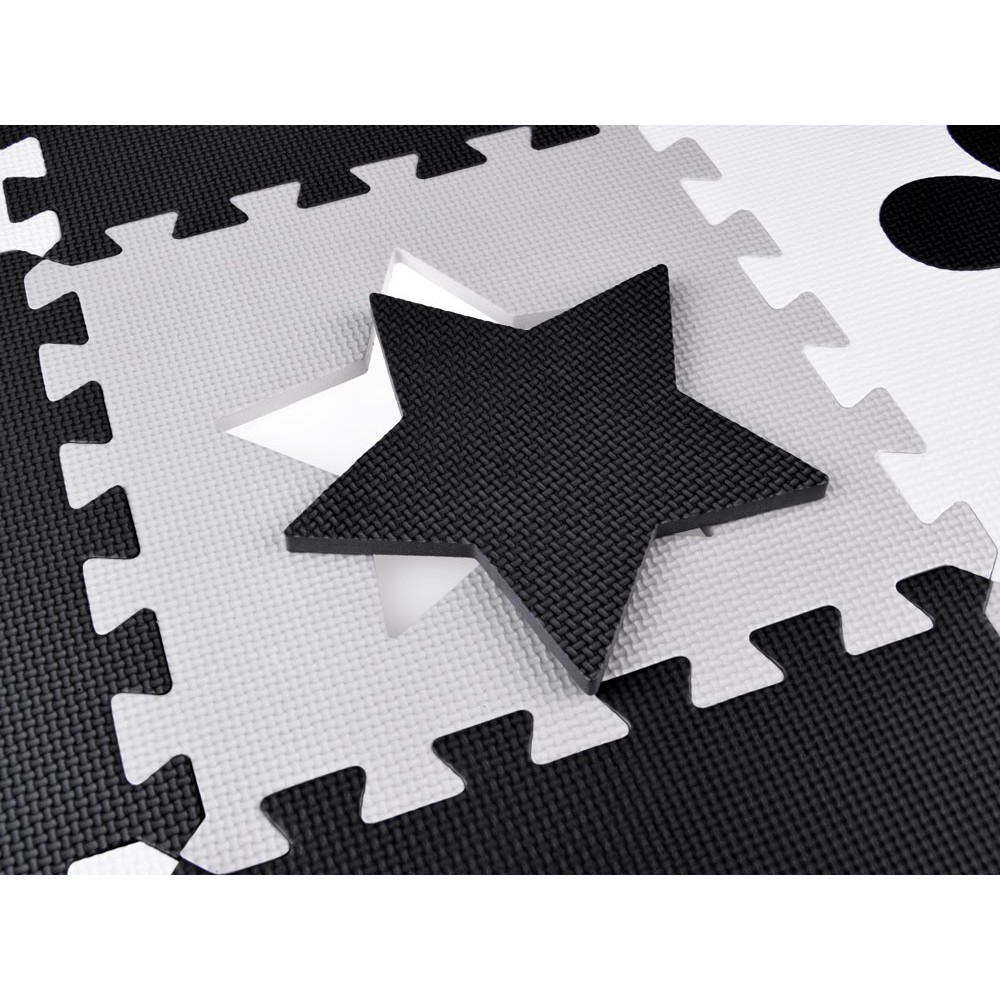JOKO Detské Penové Puzzle 16ks, Penová ohrádka 2v1, čierno-biela