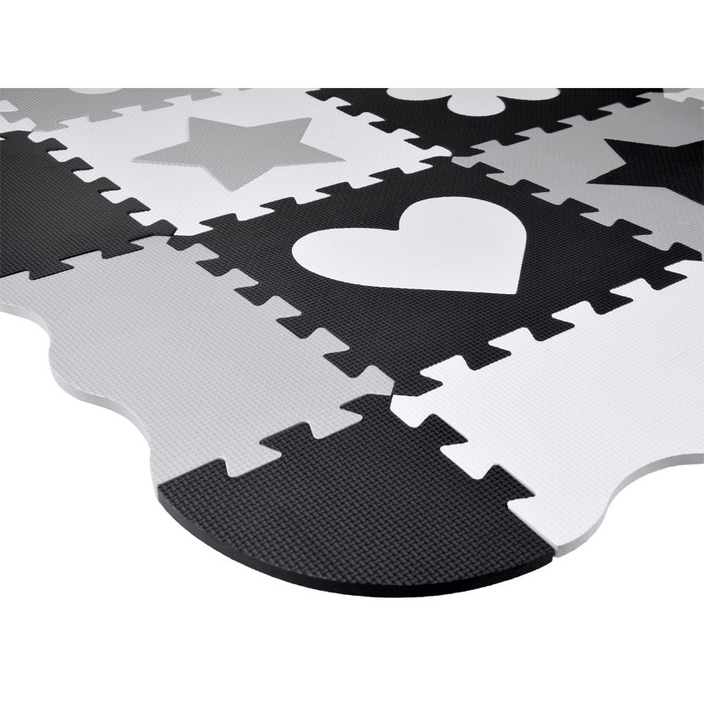 JOKO Detské Penové Puzzle 16ks, Penová ohrádka 2v1, čierno-biela