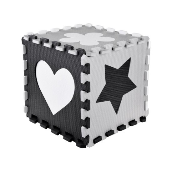 JOKO Detské Penové Puzzle 16ks, Penová ohrádka 2v1, čierno-biela
