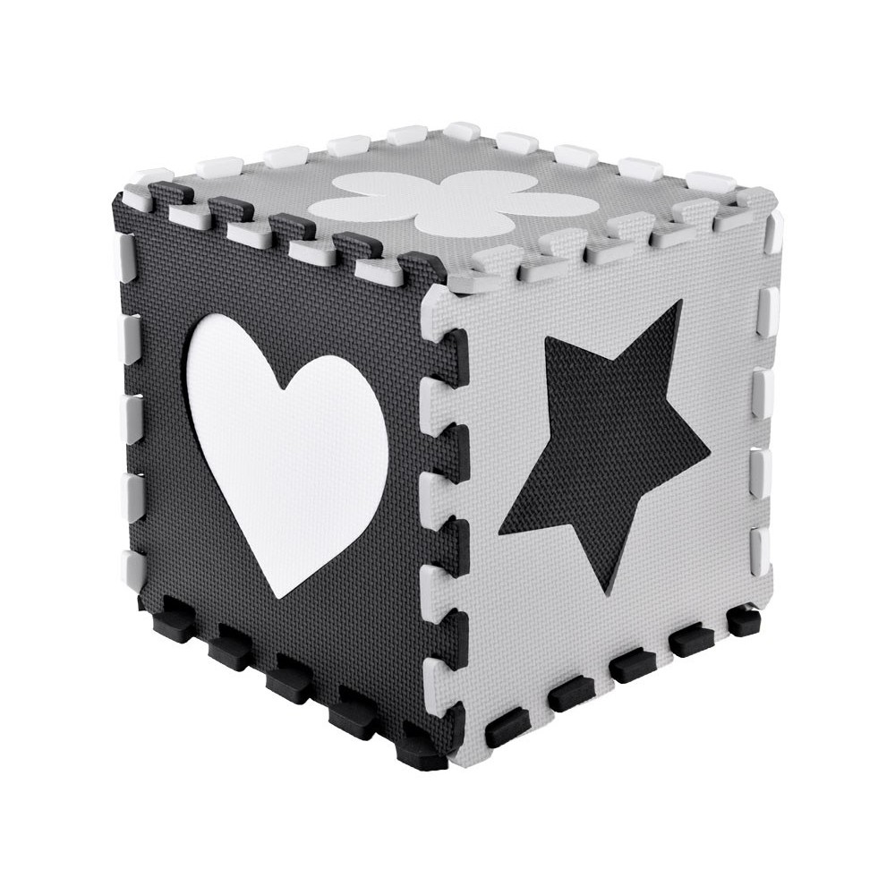 JOKO Detské Penové Puzzle 16ks, Penová ohrádka 2v1, čierno-biela