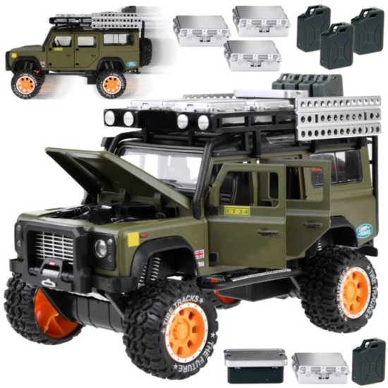 JOKO Kovové Auto Jeep Terénny s LED Svetlom a Zvukmi 1:24, zelený