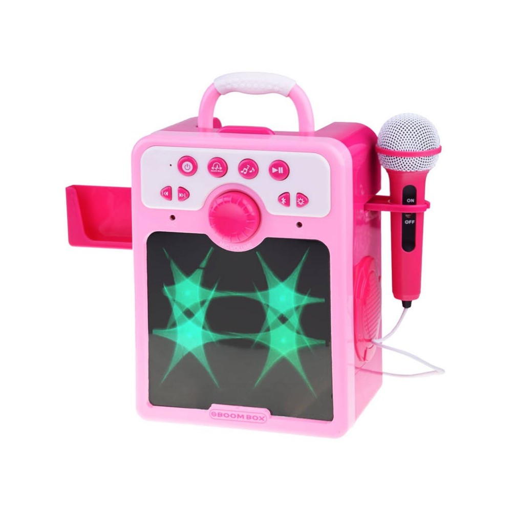 JOKO Detský Karaoke Reproduktor s Mikrofónom + vstup USB a MP3, ružový