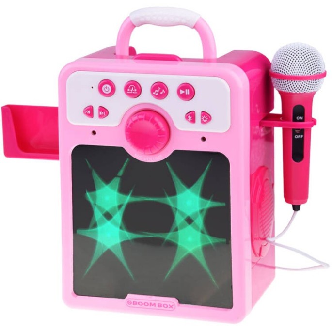 JOKO Detský Karaoke Reproduktor s Mikrofónom + vstup USB a MP3, ružový