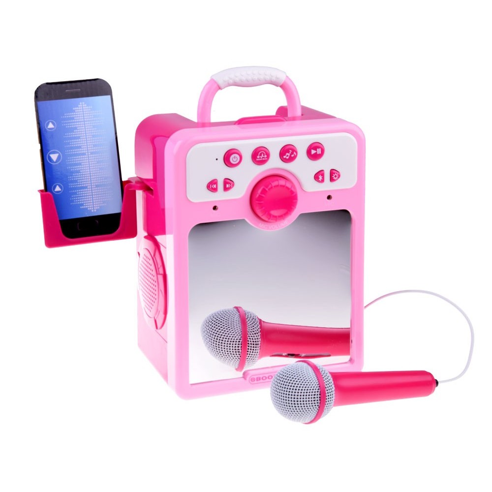 JOKO Detský Karaoke Reproduktor s Mikrofónom + vstup USB a MP3, ružový
