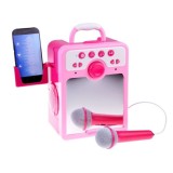 JOKO Detský Karaoke Reproduktor s Mikrofónom + vstup USB a MP3, ružový