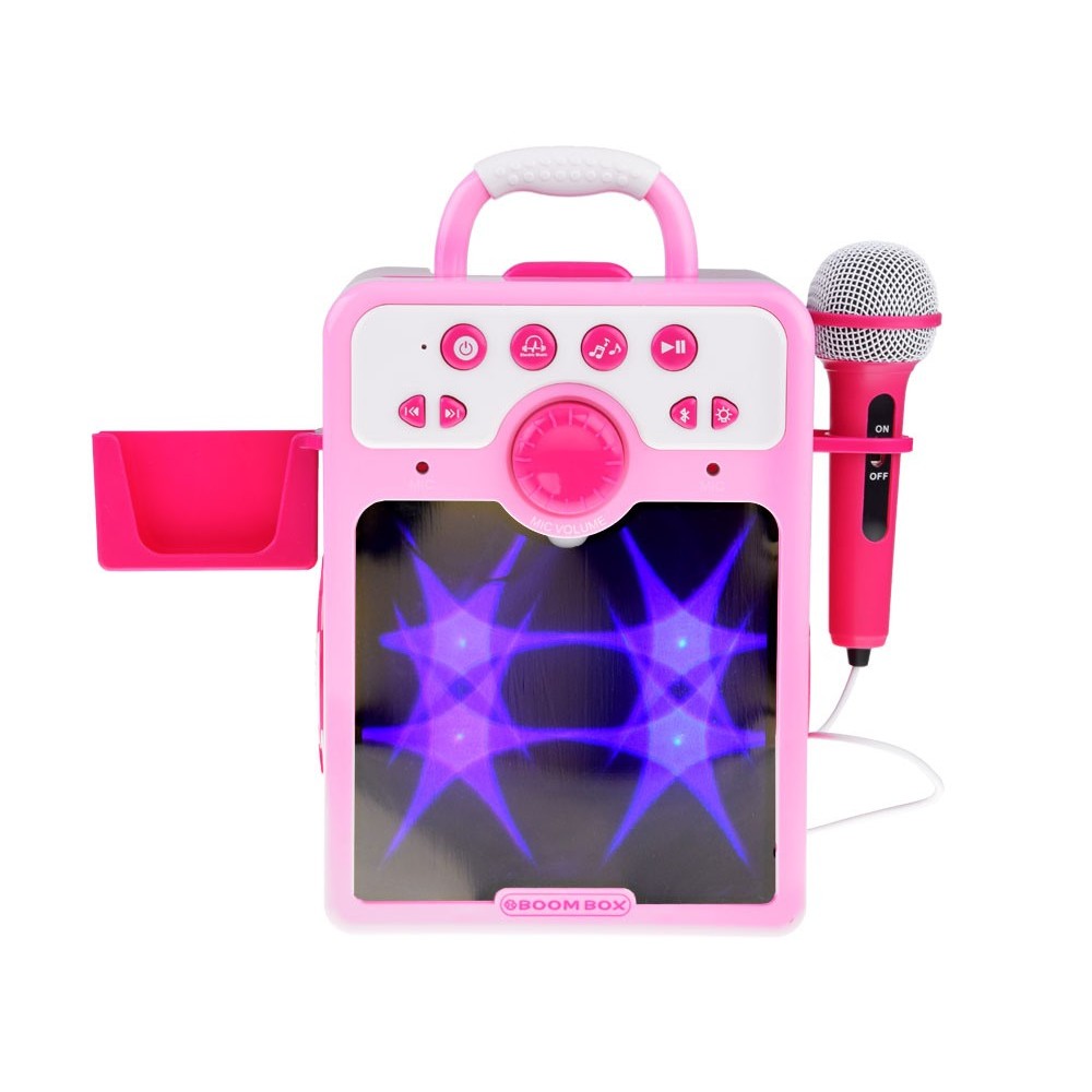 JOKO Detský Karaoke Reproduktor s Mikrofónom + vstup USB a MP3, ružový