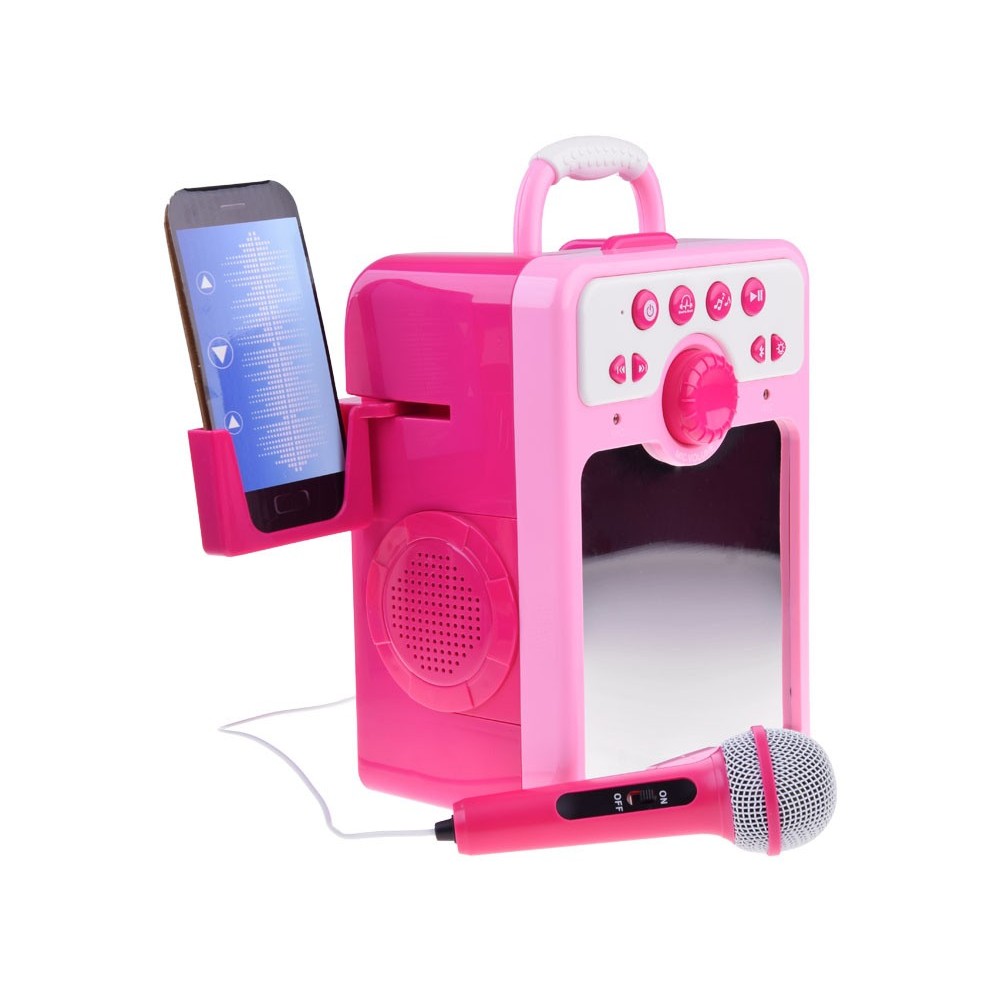 JOKO Detský Karaoke Reproduktor s Mikrofónom + vstup USB a MP3, ružový