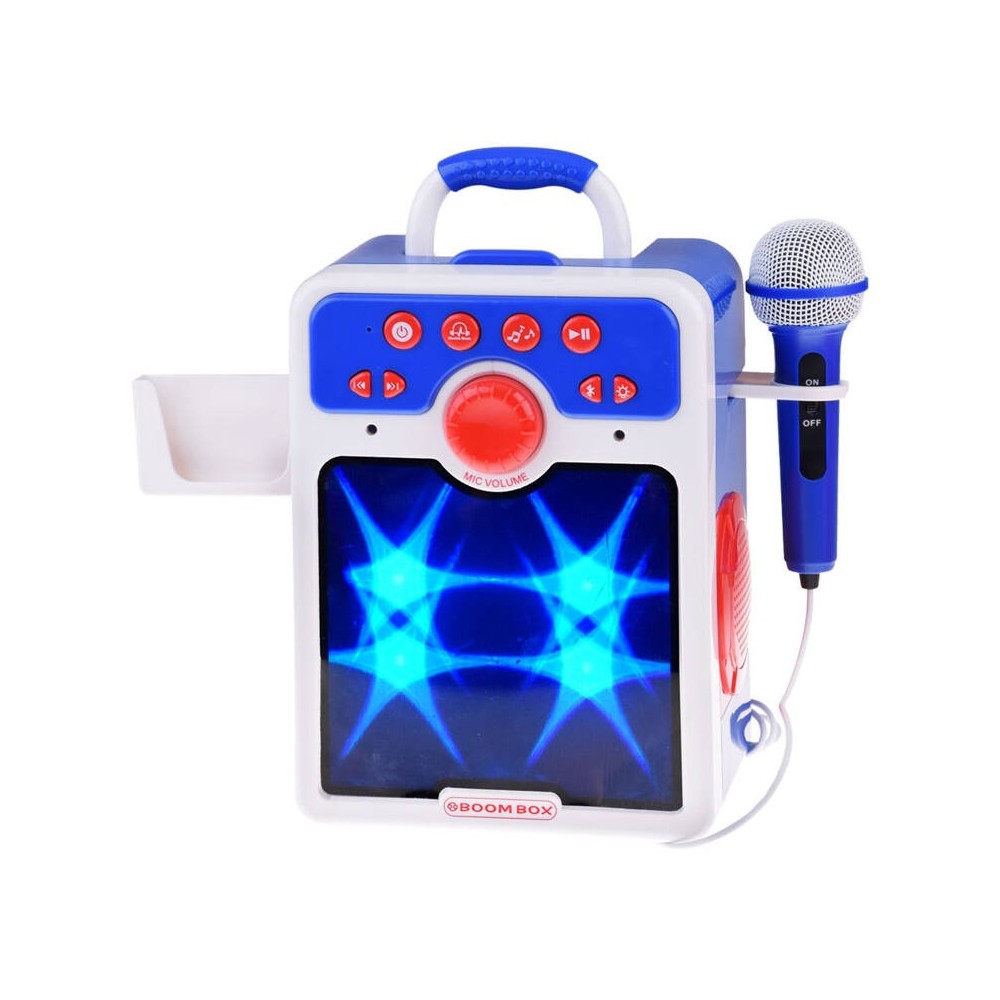 JOKO Detský Karaoke Reproduktor s Mikrofónom Boombox + vstup USB a MP3, modrý