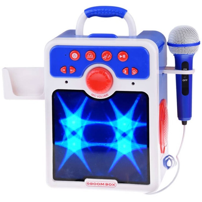 JOKO Detský Karaoke Reproduktor s Mikrofónom Boombox + vstup USB a MP3, modrý