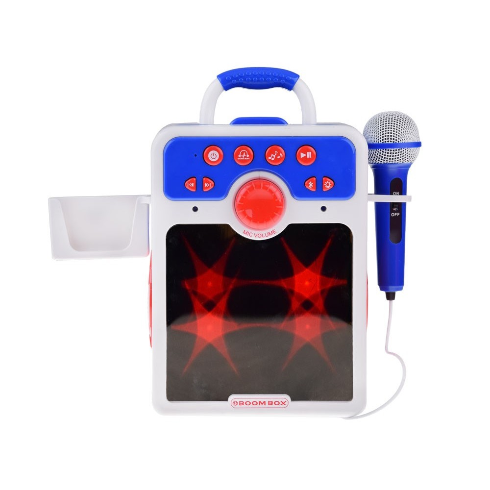 JOKO Detský Karaoke Reproduktor s Mikrofónom Boombox + vstup USB a MP3, modrý